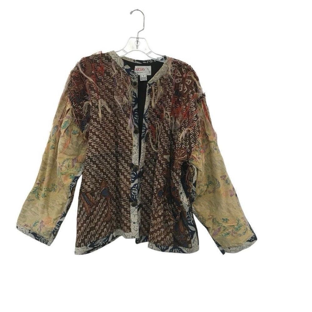 Vintage Arjay Patchwork Quilted Jacket Women's Size Small Button Granny
